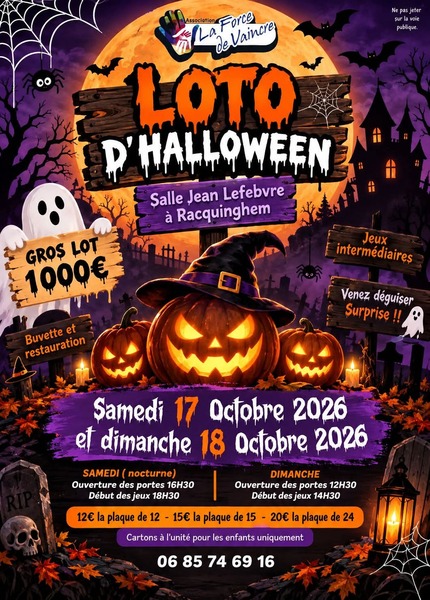 Deux lotos pour halloween ces samedi 17 et dimanche 18 octobre