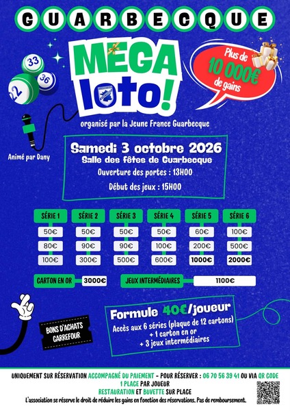 10 000€ de gain pour le loto de la jeune France de Guarbecque ce samedi 3 octobre