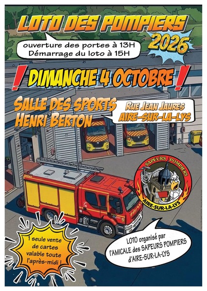 Le loto des pompiers d'Aire sur la Lys ce dimanche 4 octobre