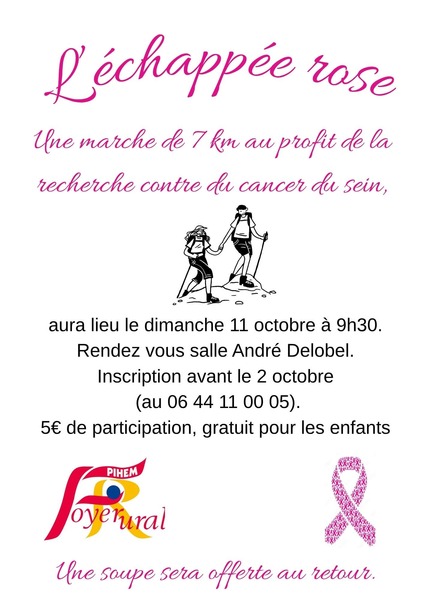 L'échappée rose ce dimanche 11 octobre à Pihem avec le foyer rural