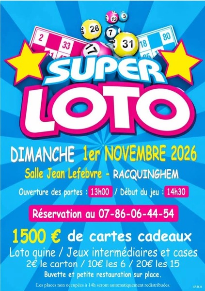 Super loto ce dimanche 1 novembre à Racquinghem