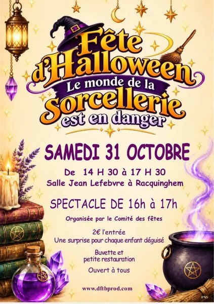 Fête d'Halloween le monde de la sorcellerie est en danser à Racquinghem