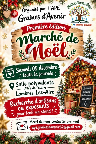 Premier marché de Noel de l'APE de Lambres ce samedi 5 décembre