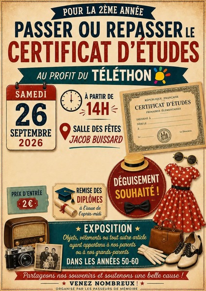Allez passer ou repasser le certificat d'études à Lespesses ce samedi 26 septembre !