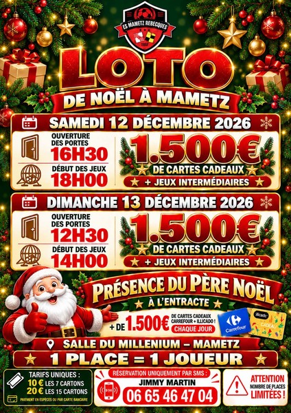 Le club de football de la commune de Mametz organise deux lots à Noel