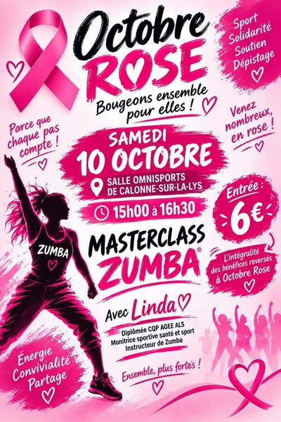 Masterclass zumba ce samedi 10 octobre à Calonne sur la Lys