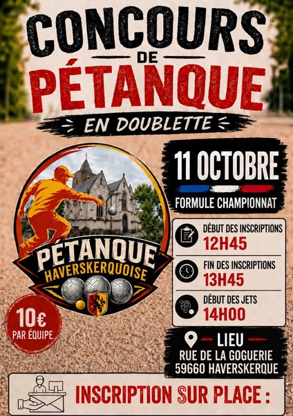 Un concours de pétanque ce dimanche 11 octobre à Haverskerque
