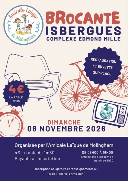 Une brocante en salle sera organisée ce dimanche 8 novembre à Isbergues