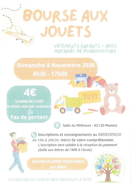 Bourse aux jouets ce dimanche 8 novembre à Mametz