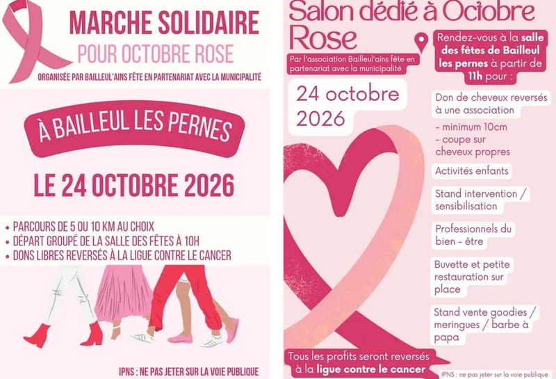 Octobre rose à Bailleul les pernes ce samedi 24 octobre