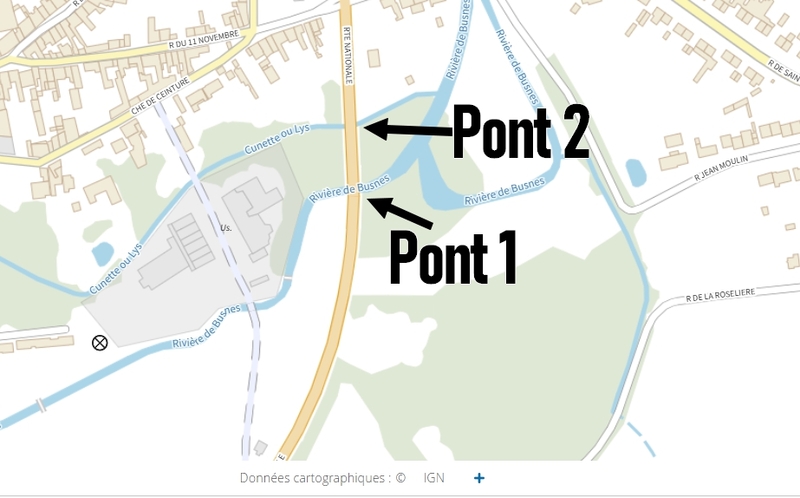 Les deux ponts concernés par les travaux à Saint Venant Les deux ponts concernés par les travaux à Saint Venant