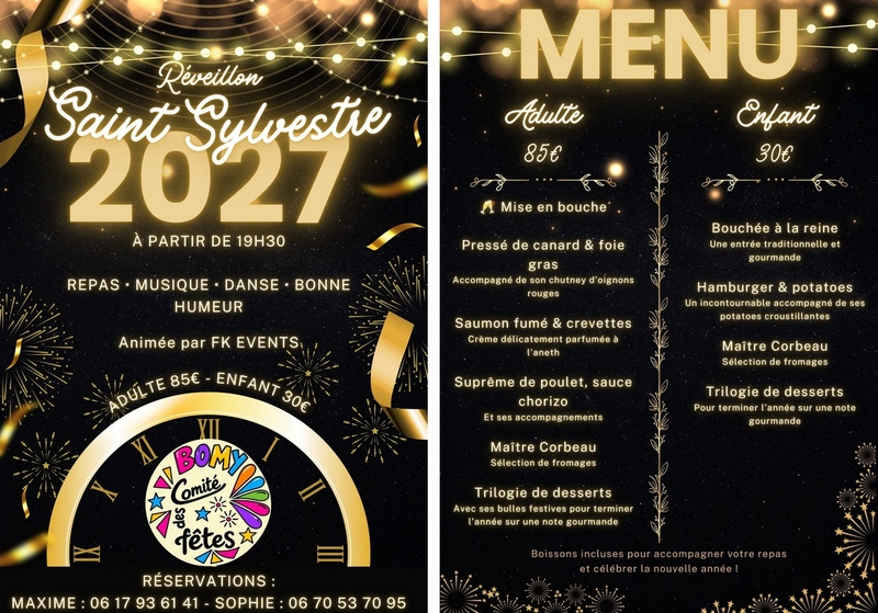 Le réveillon de la nouvelle année avec le comité des fêtes de Bomy