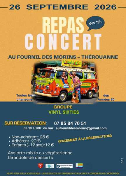 Repas concert au fournil des Morins de Thérouanne ce samedi 26 septembre