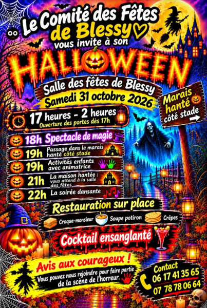 La maison et le marais hantés pour le samedi 31 octobre à Blessy