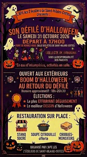L'APE les Z'écoliers de Saint Hilaire Cottes organise un défilé Halloween ce samedi 31 octobre