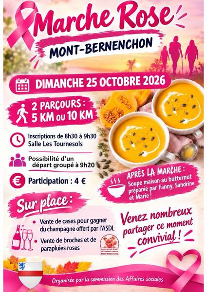 Marche rose avec la commune de Mont Bernenchon ce dimanche 25 octobre