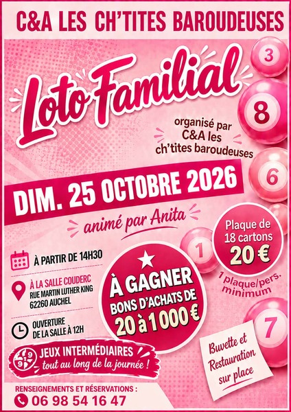 Un loto au profit d'octobre rose ce dimanche 25 octobre à Auchel