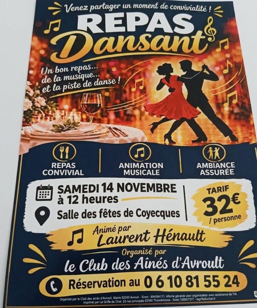 Le club des ainés de la commune d'Avroult organise un repas dansant ce samedi 14 novembre