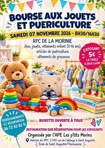 Une bourse aux jouets et puériculture ce samedi 7 novembre