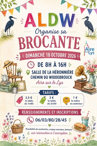 Une brocante en salle à Aire sur la Lys dans la salle de la Héronnière ce dimanche 18 octobre