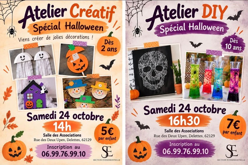 Deux ateliers créatifs halloween ce samedi 24 octobre à Delettes