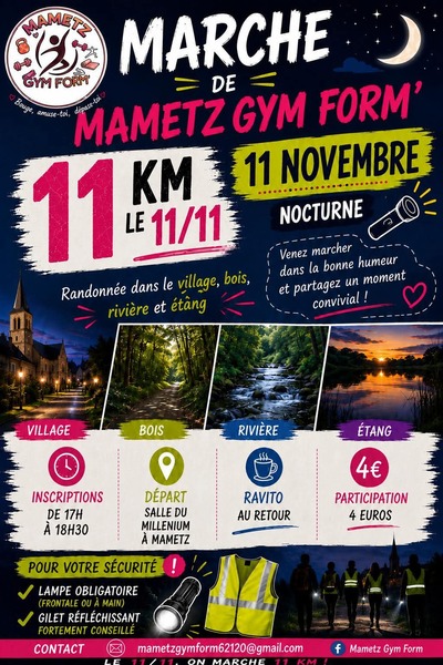 L'association Mametz Gym form organise une randonnée ce mercredi 11 novembre