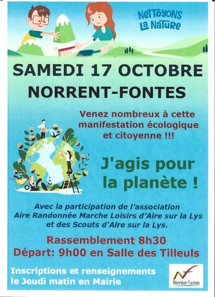 Nettoyons la nature ce samedi 17 octobre à Norrent Fontes