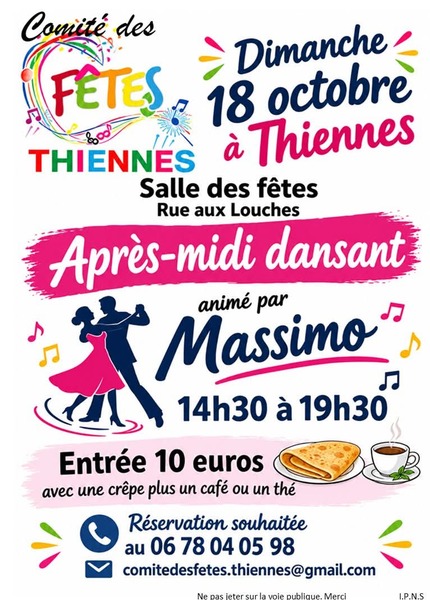 Un après midi dansant ce dimanche 18 octobre à Thiennes