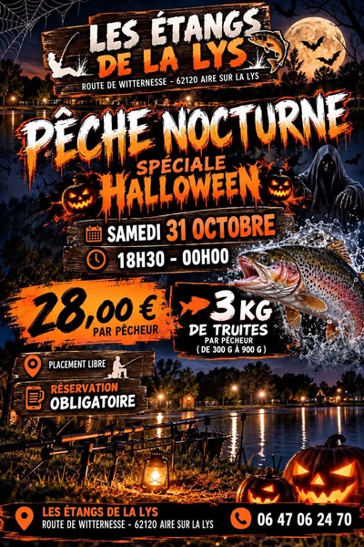 Une pêche nocturne halloween ce samedi 31 octobre à Aire sur la Lys