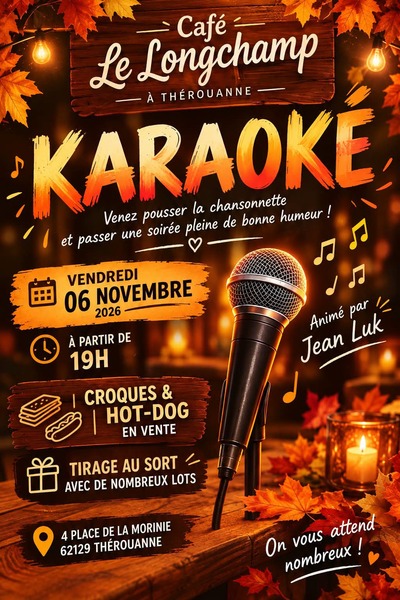 Un karaoké au café du Longchamp de Thérouanne ce vendredi 6 novembre au soir
