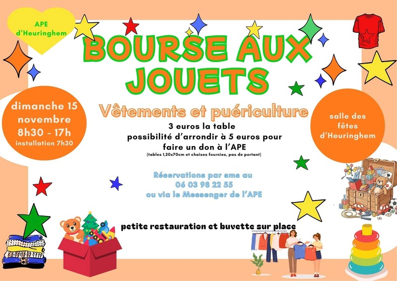 Bourse aux jouets ce dimanche 15 novembre à Heuringhem