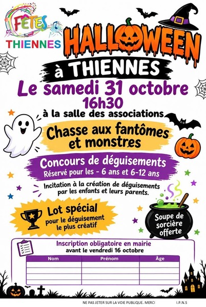 Halloween avec le comité des fêtes de Thiennes ce 31 octobre