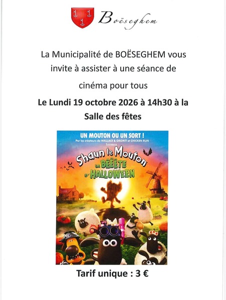 Une séance de cinéma au village ce lundi 19 octobre à Boeseghem