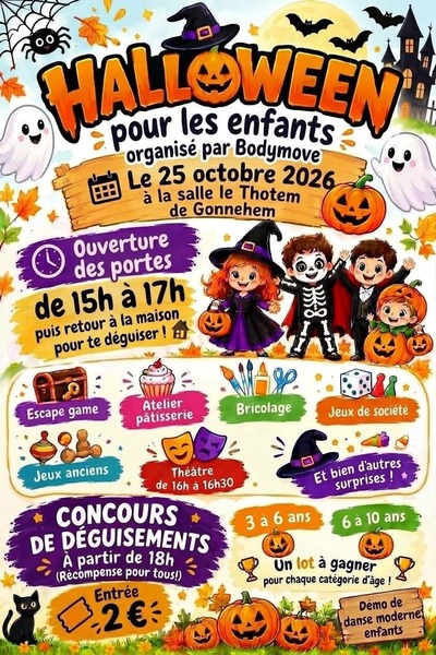 Halloween pour les enfants ce dimanche 25 octobre à Gonnehem